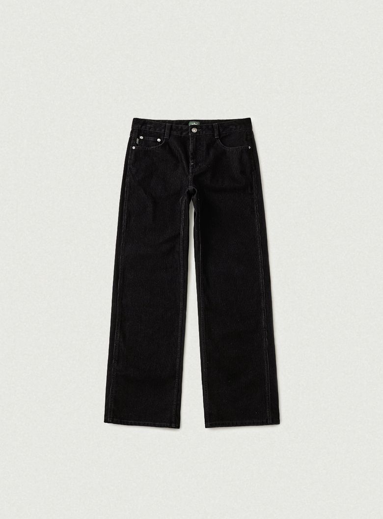 Velvet-Rib Loose Denim Pants_Black