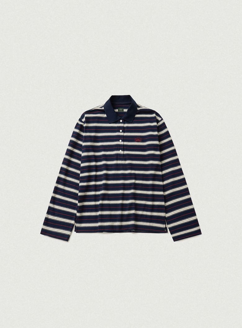 Lang Stripe Polo Top_Navy