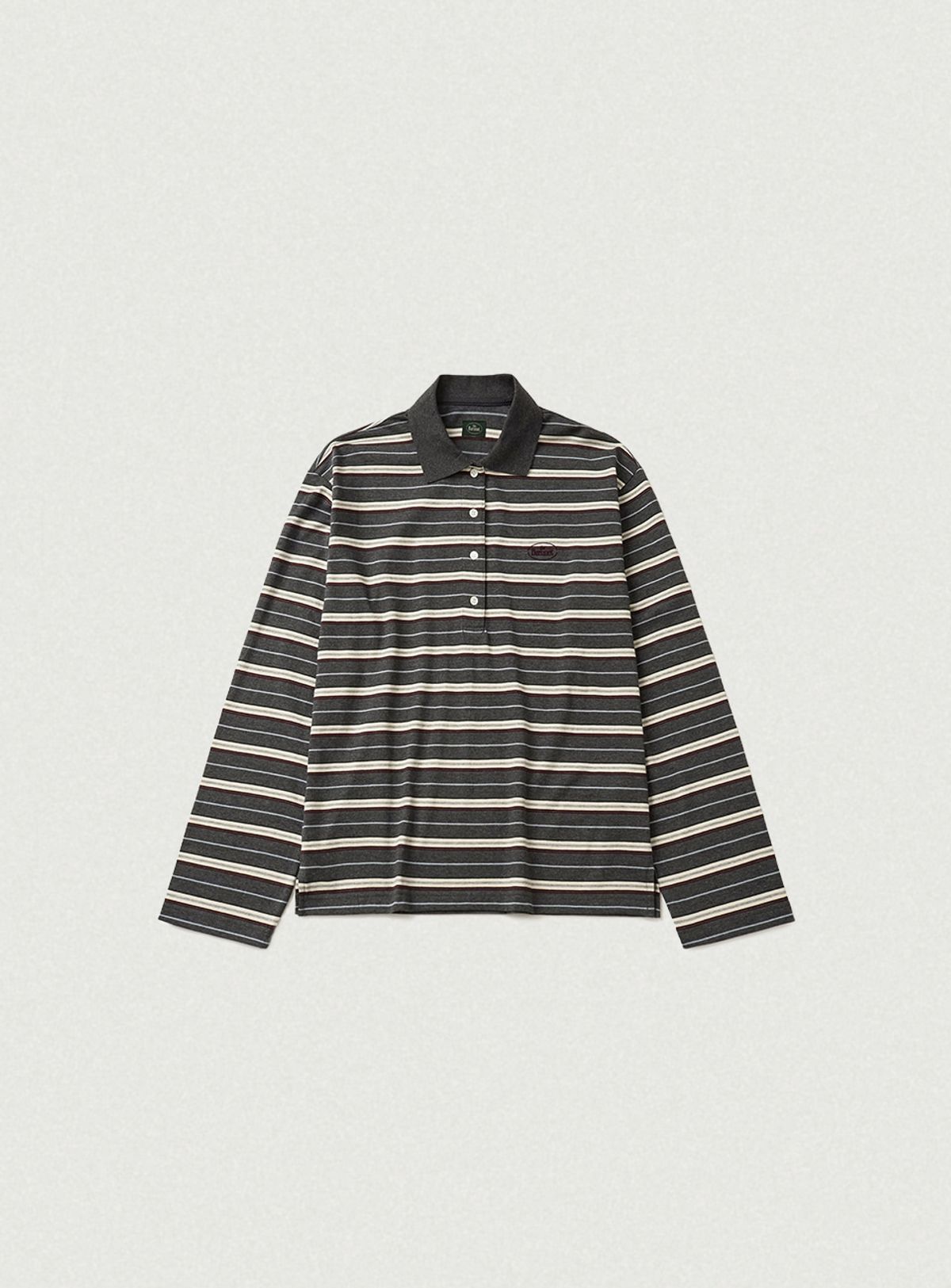 더바넷(THEBARNNET) Lang Stripe Polo Top_Grey