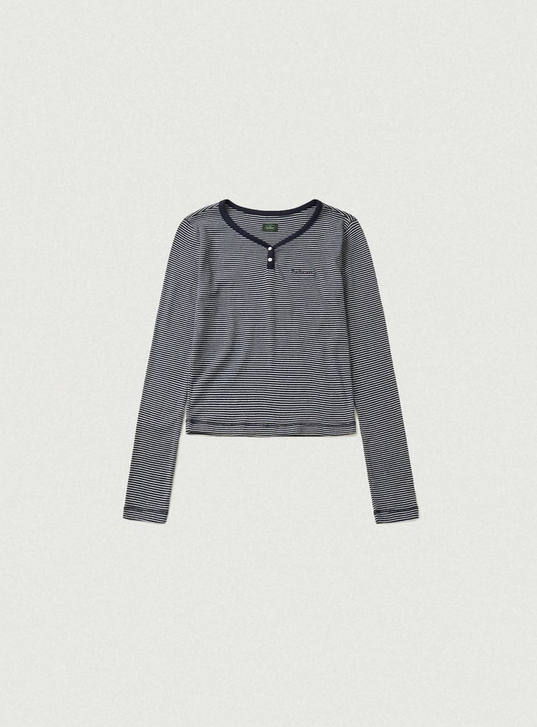 Devon Stripe Henley T-Shirt_Navy