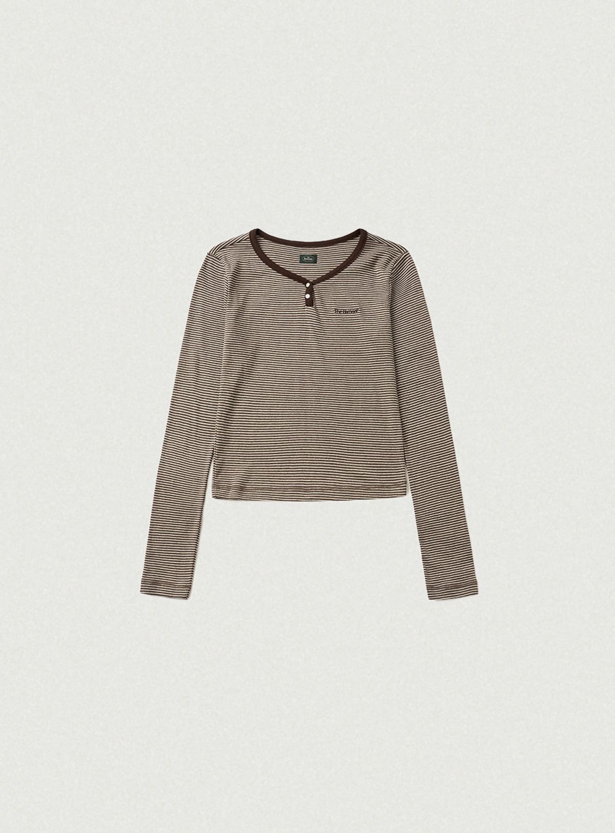 더바넷(THEBARNNET) Devon Stripe Henley T-Shirt_Brown