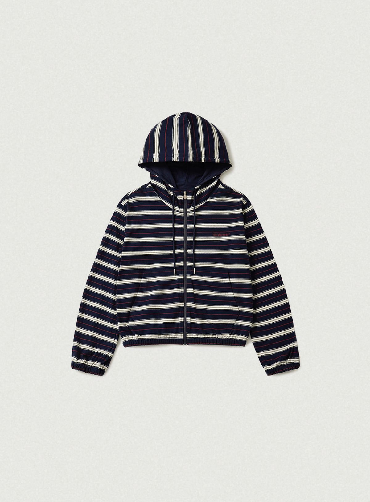 더바넷(THEBARNNET) Lang Stripe Zip-Up Hoodie_Navy