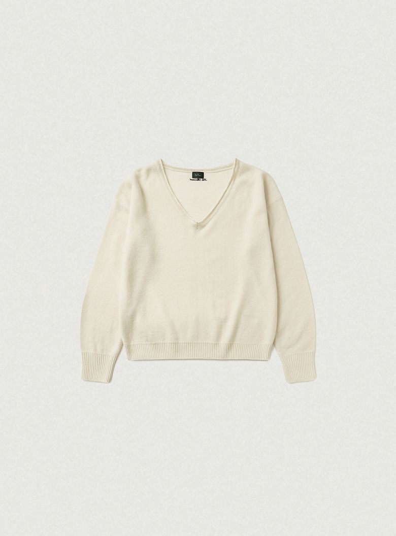Mild Deep V-neck Cashmere Knit_Ivory