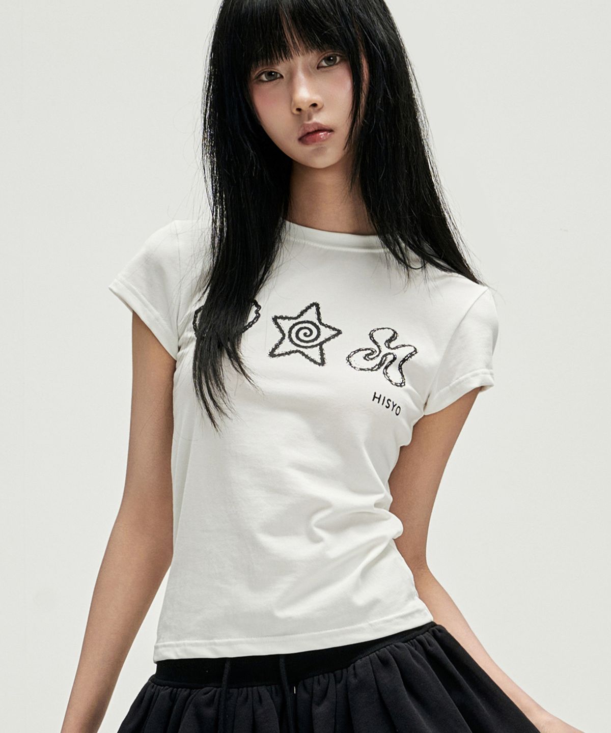 히쇼(HISYO) Symbol Check Applique T-Shirts - White