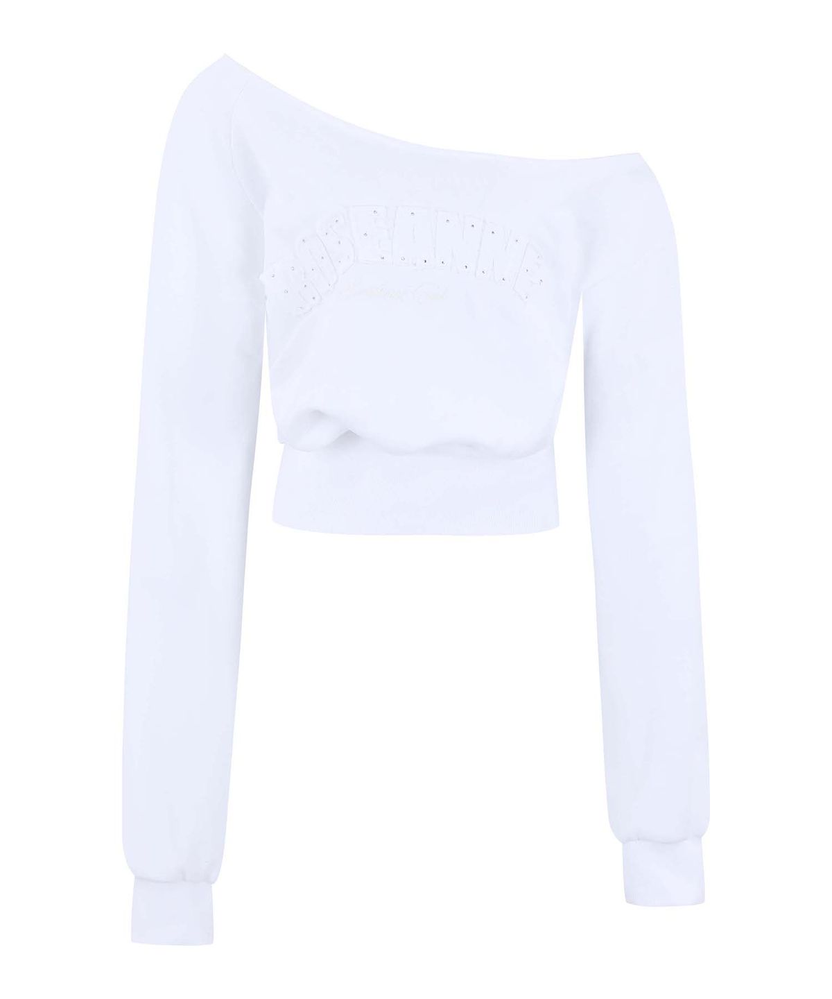 로잔느(ROSEANNE) Sweetheart Club One-Shoulder Sweatshirt (White)