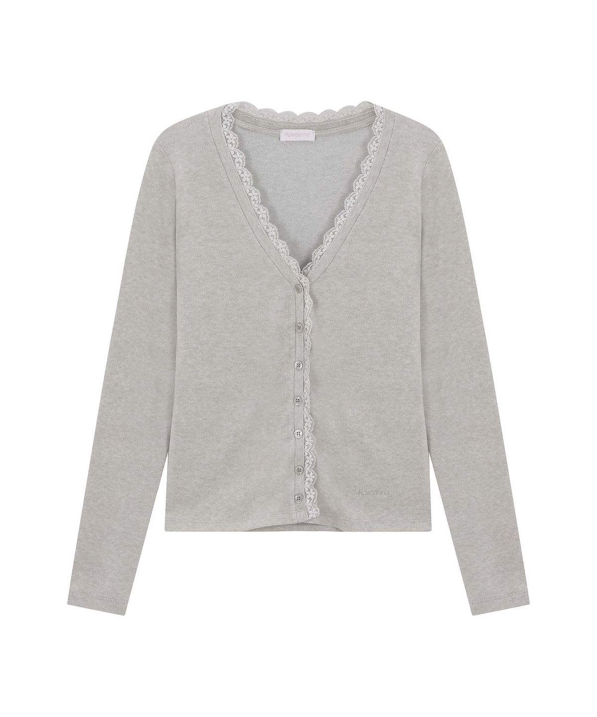 로잔느(ROSEANNE) Milkshake Lace-Trim Cardigan (Milk Tea)