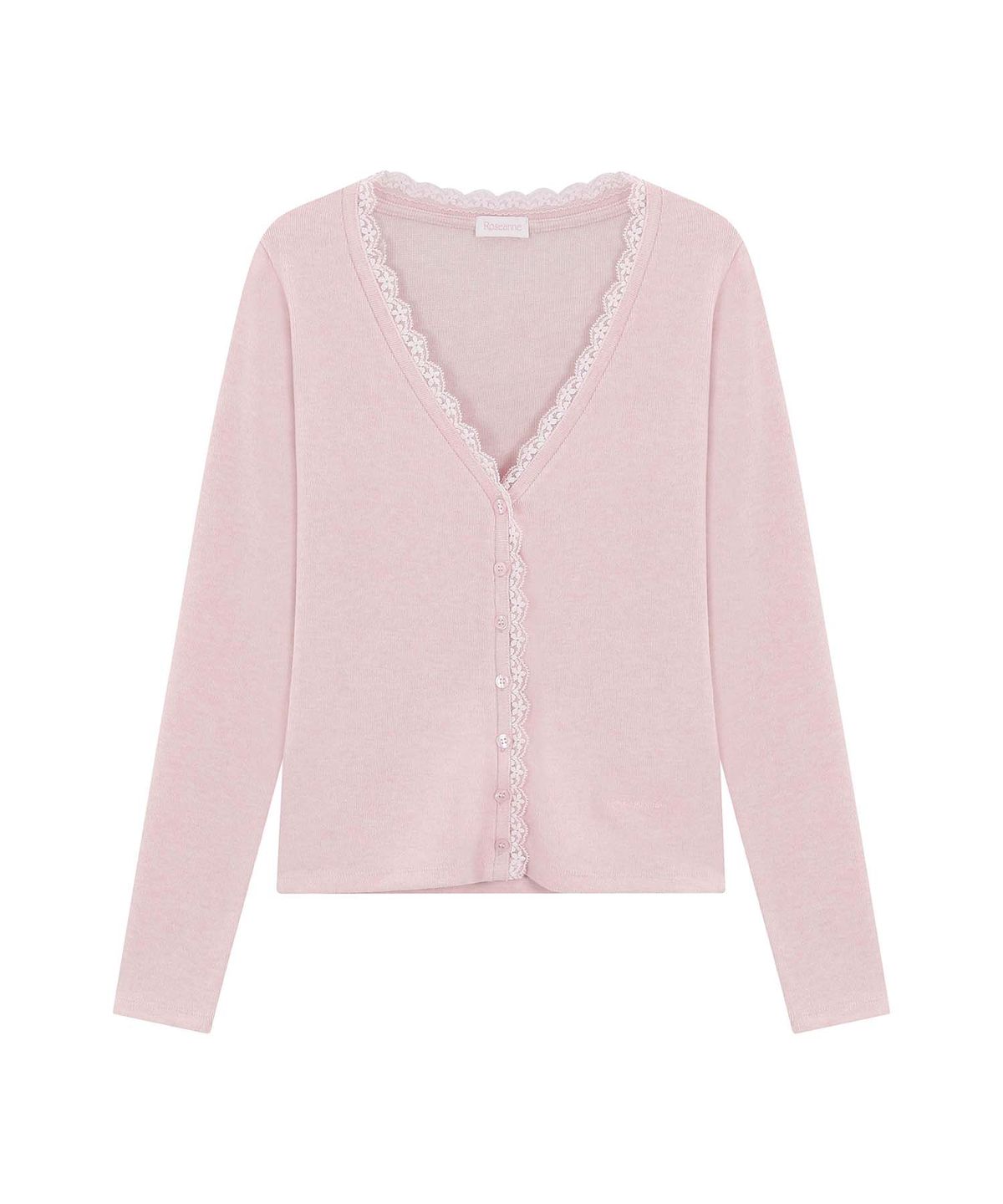 로잔느(ROSEANNE) Milkshake Lace-Trim Cardigan (Strawberry)