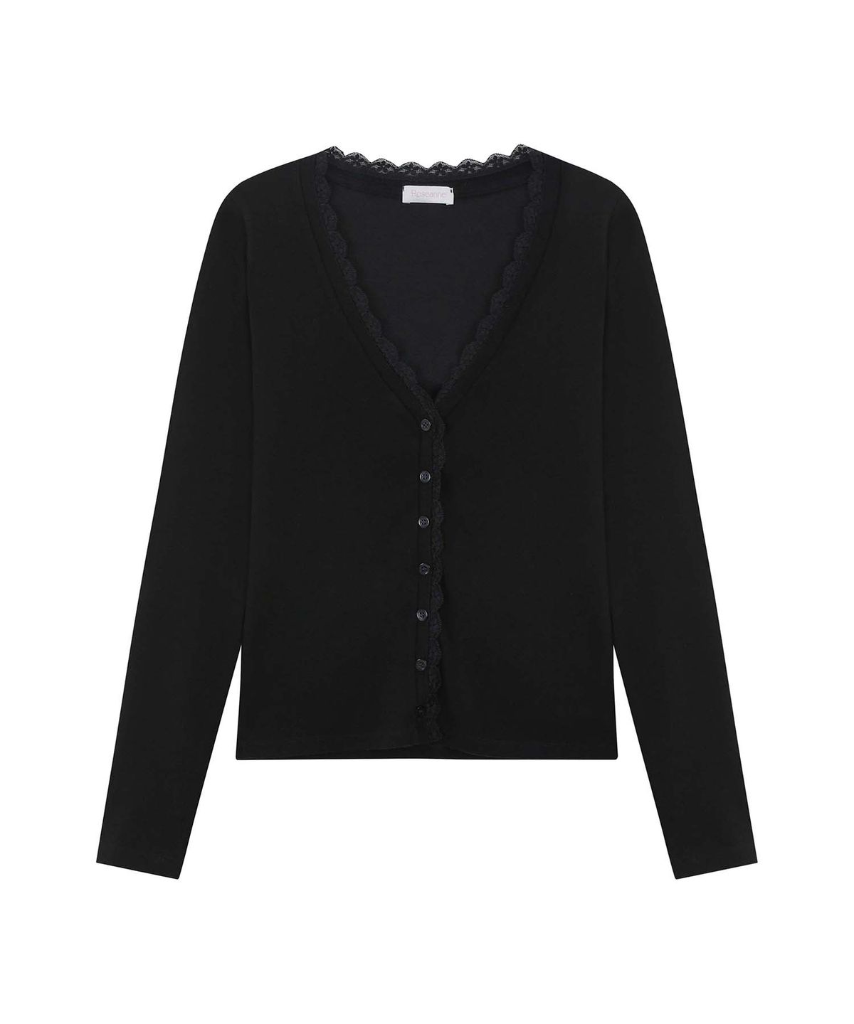 로잔느(ROSEANNE) Milkshake Lace-Trim Cardigan (Black)