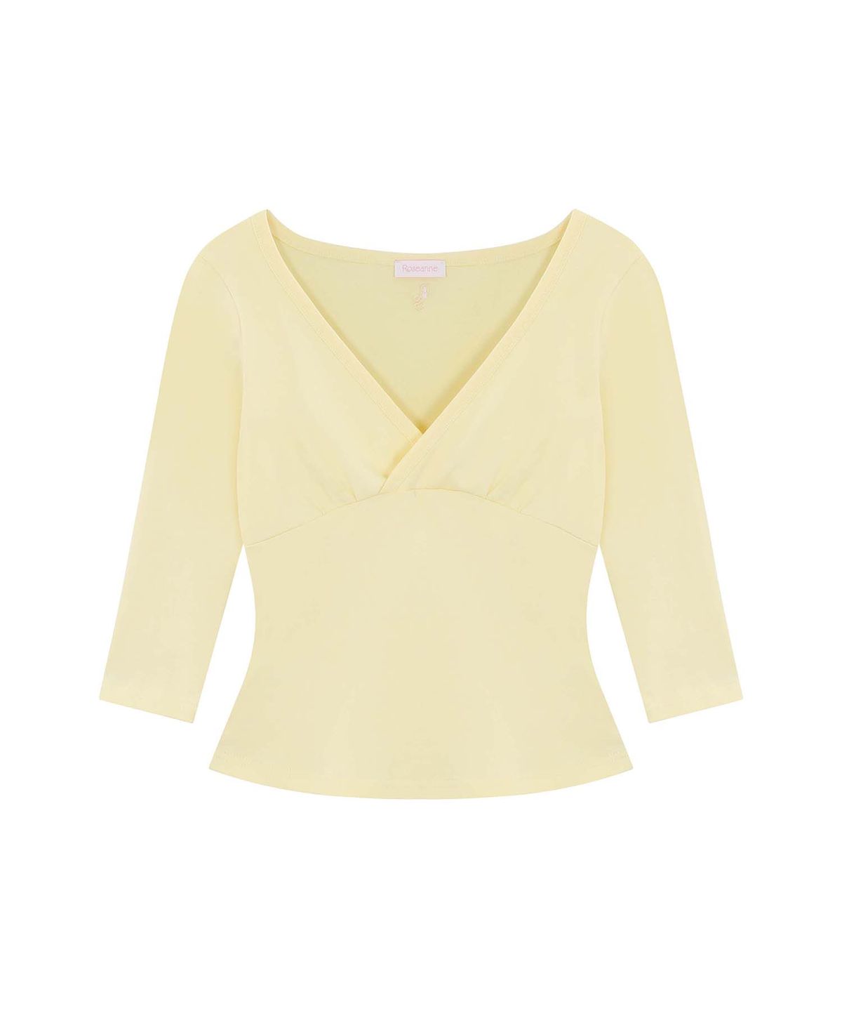 로잔느(ROSEANNE) Rachel Wrap 3/4-Sleeve Top (Lemon)