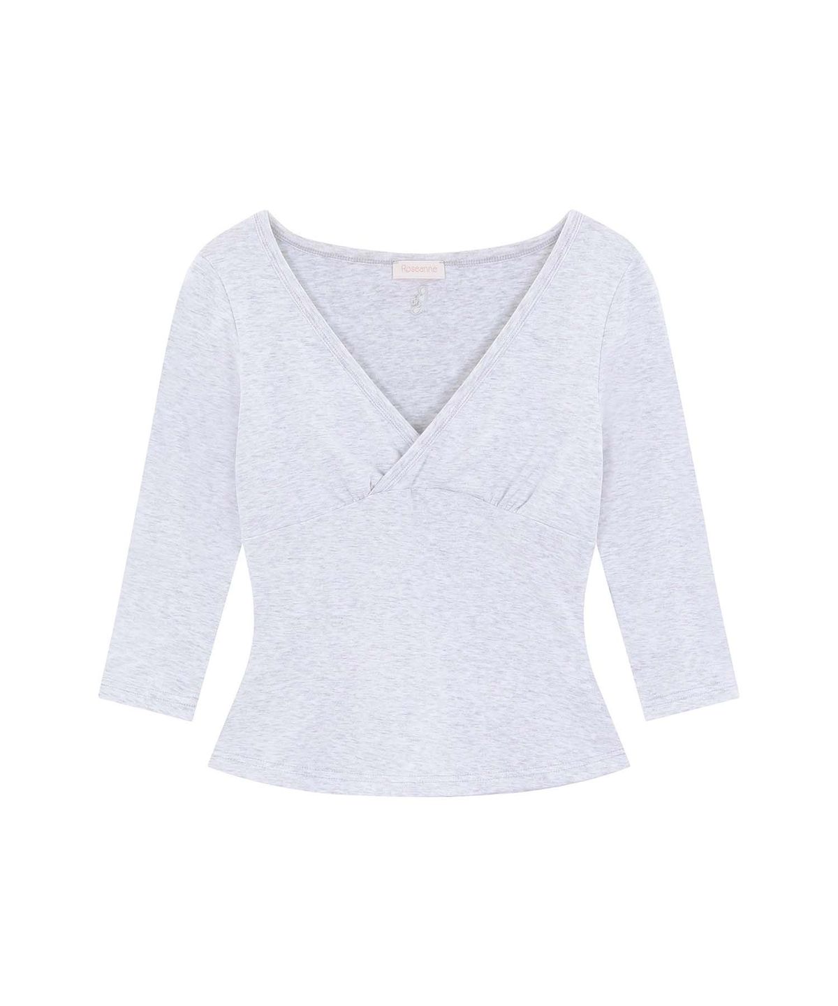 로잔느(ROSEANNE) Rachel Wrap 3/4-Sleeve Top (Heather Gray)