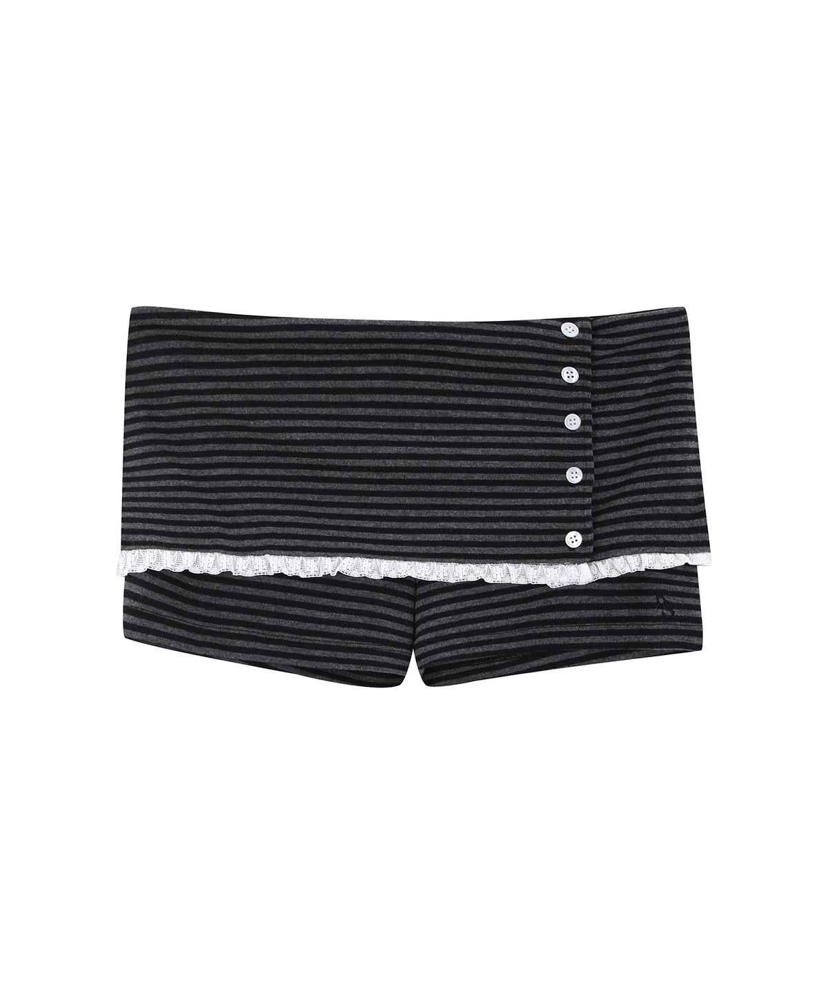 로잔느(ROSEANNE) Candy Crush Stripe Foldover Shorts (Charcoal Black)