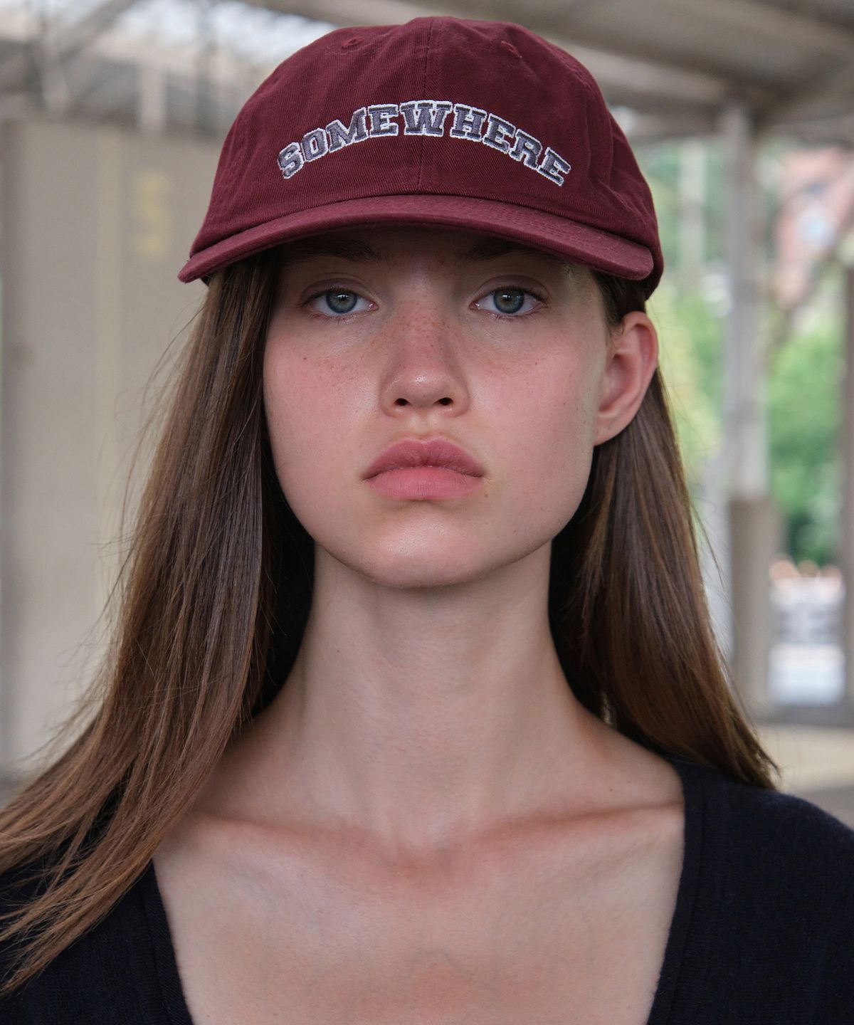 썸웨어버터(SOMEWHEREBUTTER) Somewhere Logo Ball Cap - Burgundy