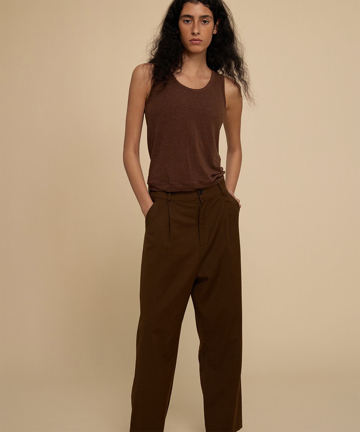 지지비샤(JIJIVISHA) MORISH SLACKS (BROWN)