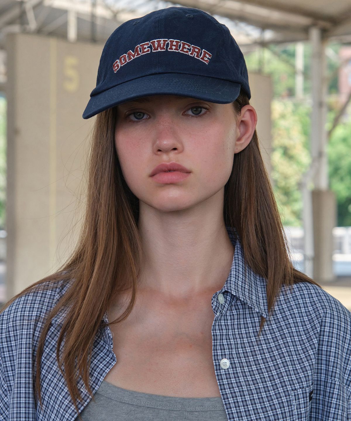 썸웨어버터(SOMEWHEREBUTTER) Somewhere Logo Ball Cap - Navy