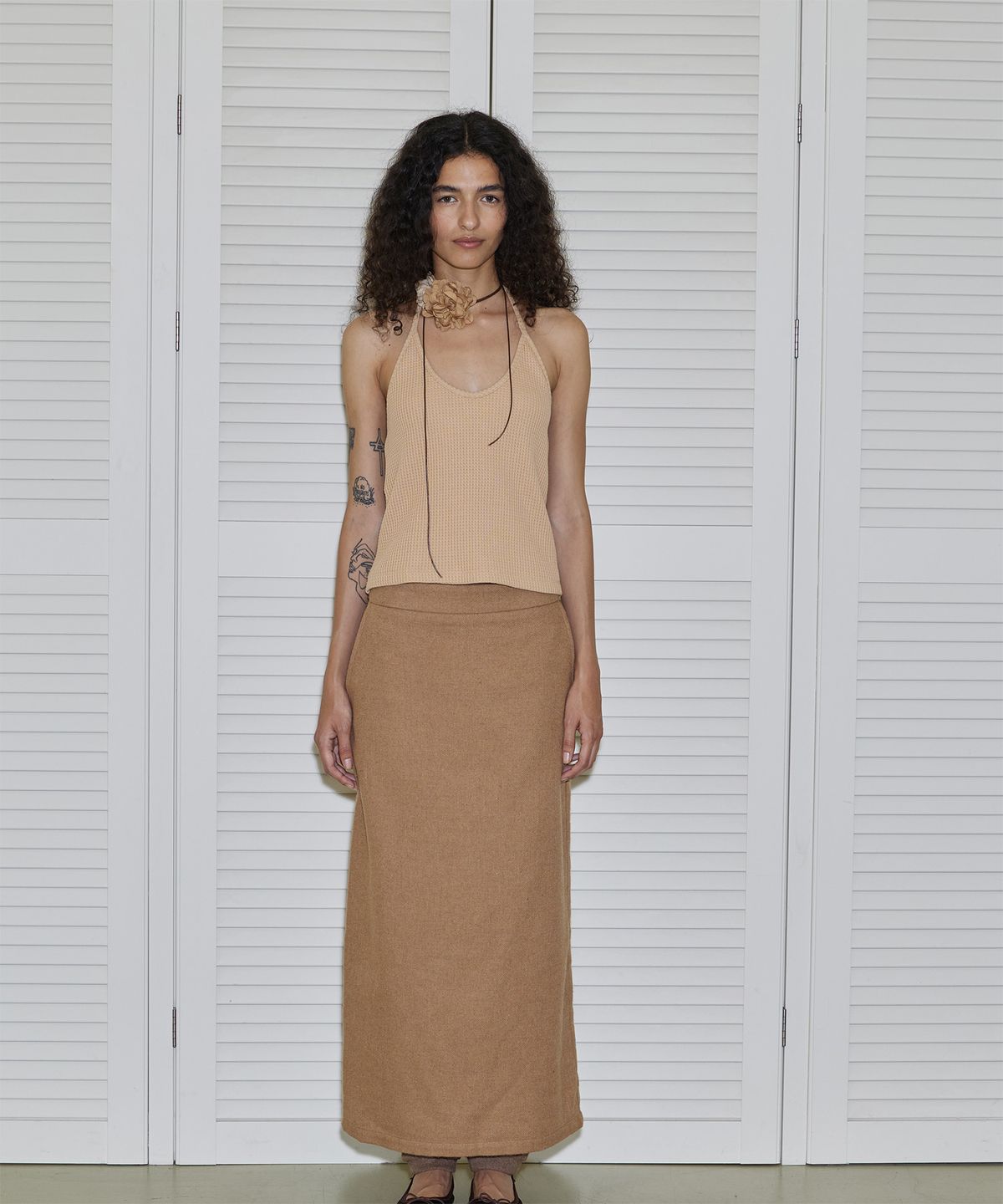 지지비샤(JIJIVISHA) WOOL LONG SKIRT (BEIGE)