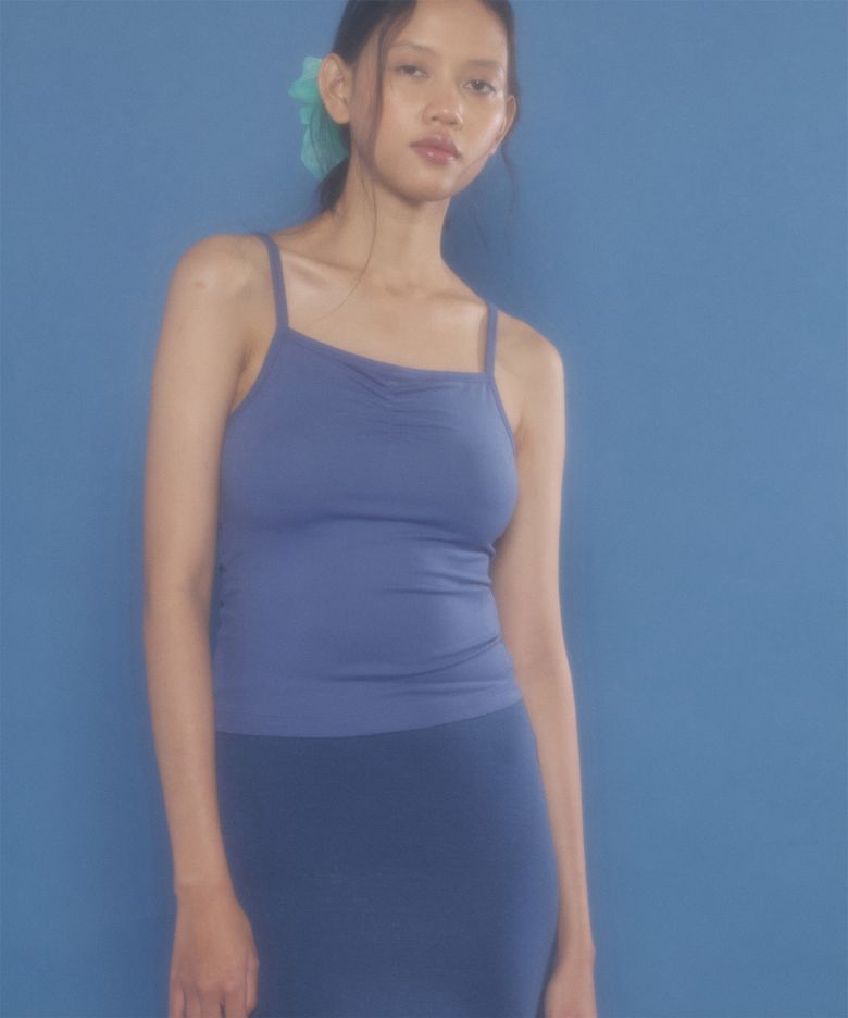 SHIRRING SLEEVELESS (BLUE)