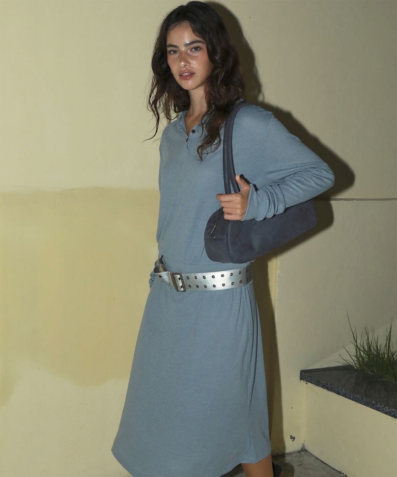LILAC WAFFLE MIDI SKIRT (BLUE)