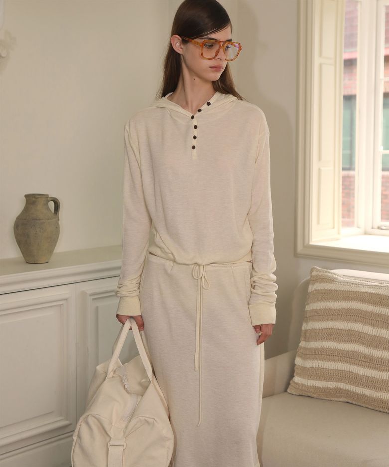 LILAC WAFFLE MIDI SKIRT (CREAM)