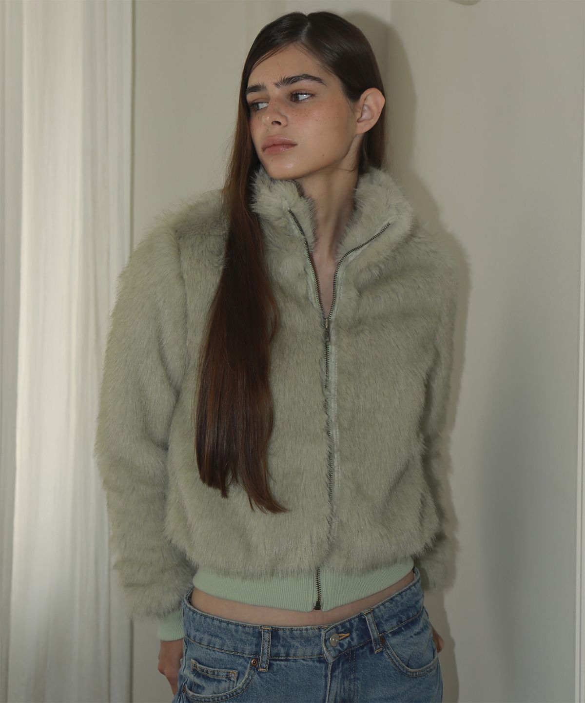지지비샤(JIJIVISHA) JASMIN FURRY JACKET (GREEN)