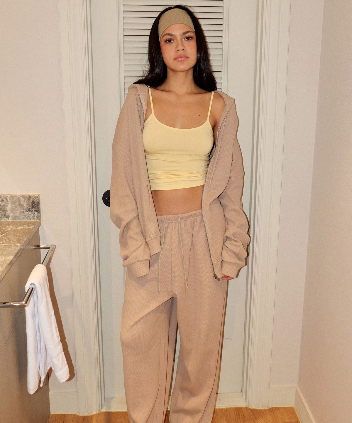 지지비샤(JIJIVISHA) BAGLE WAFFLE PANTS (BEIGE)