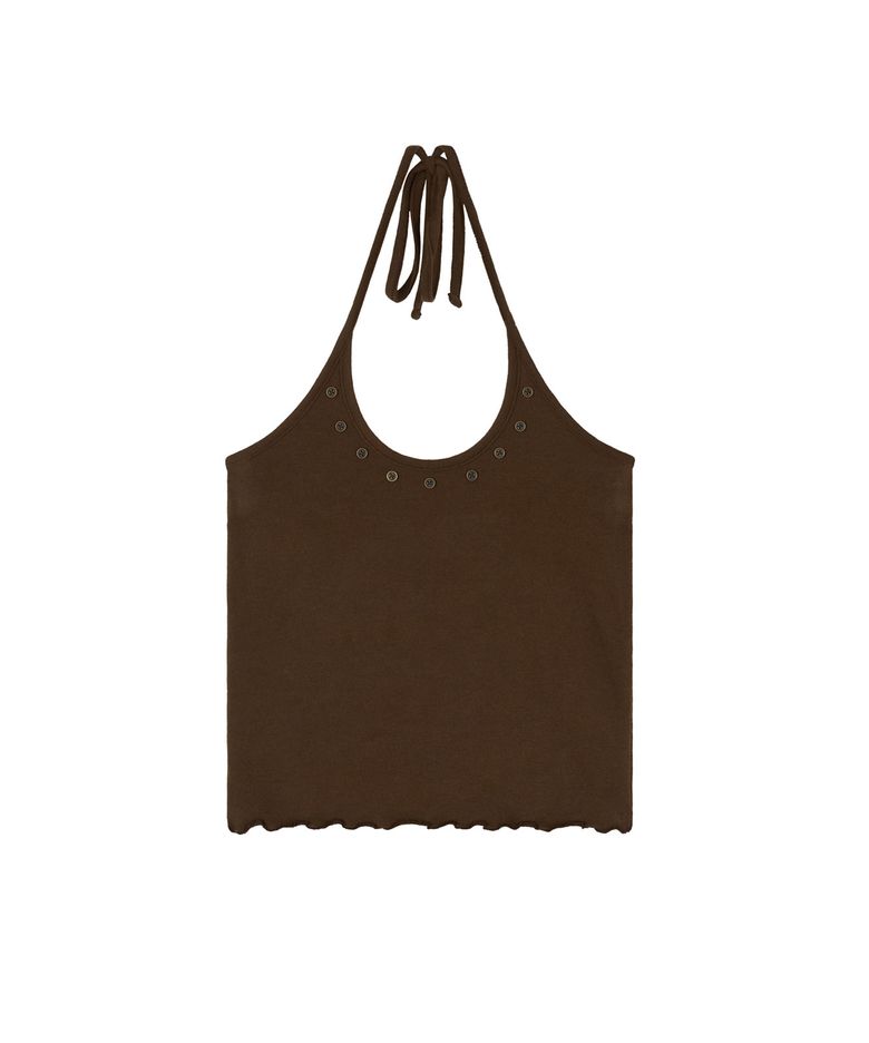 BUTTON STRING SLEEVELESS (BROWN)