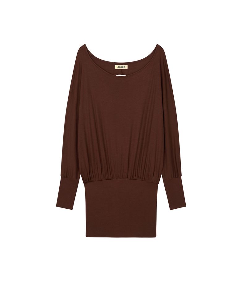 BACKLESS LONG SLEEVE TEE (BROWN)