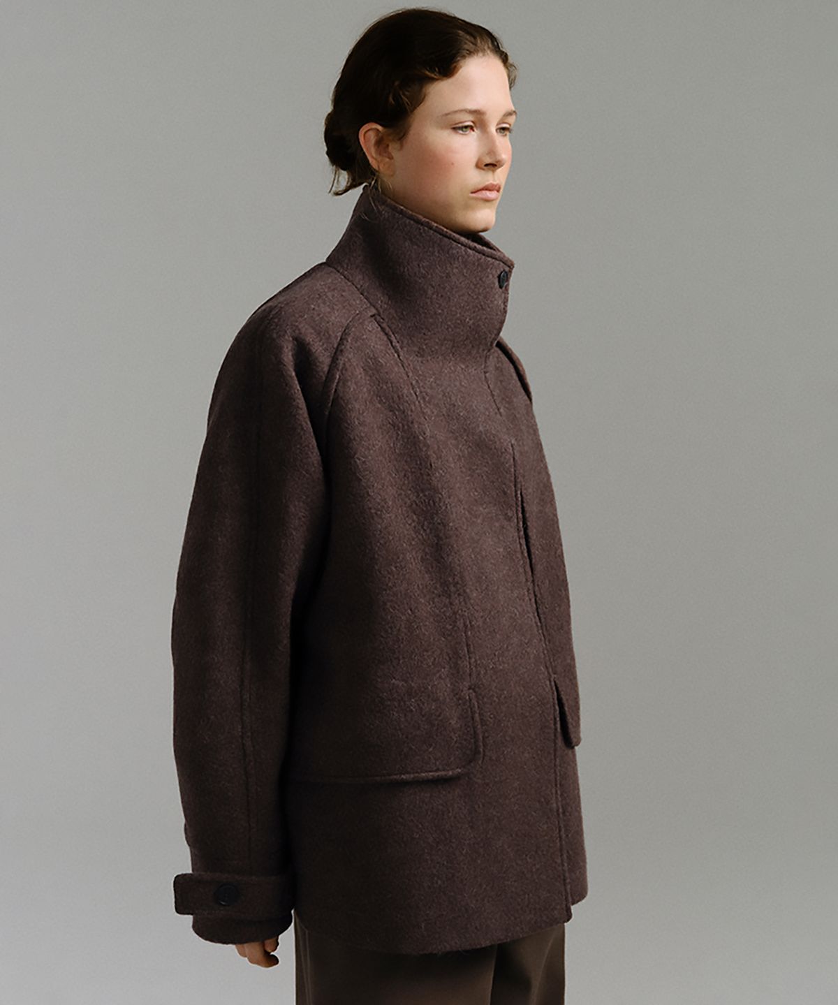 아우브아워(AUBOUR) vent wool half coat (brown)
