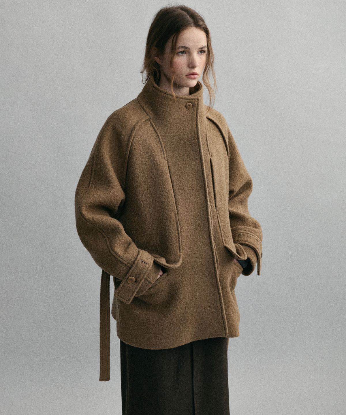 아우브아워(AUBOUR) vent wool half coat (camel beige)