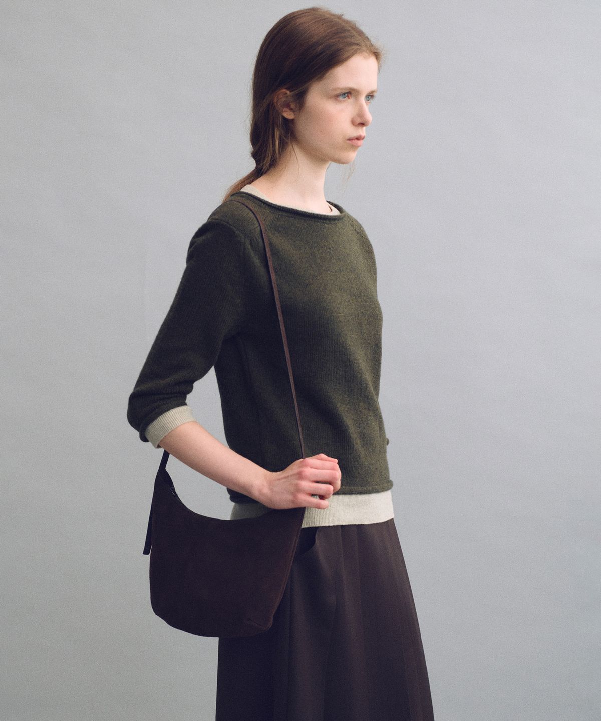 아우브아워(AUBOUR) arc hobo bag (suede brown)
