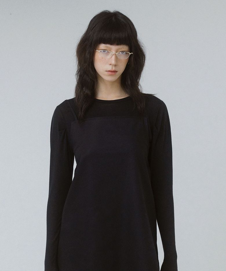 리 쁘띠 턱 울 텐셀 티셔츠 블랙 RE PETIT TUCK WOOL TENCEL T-SHIRTS
