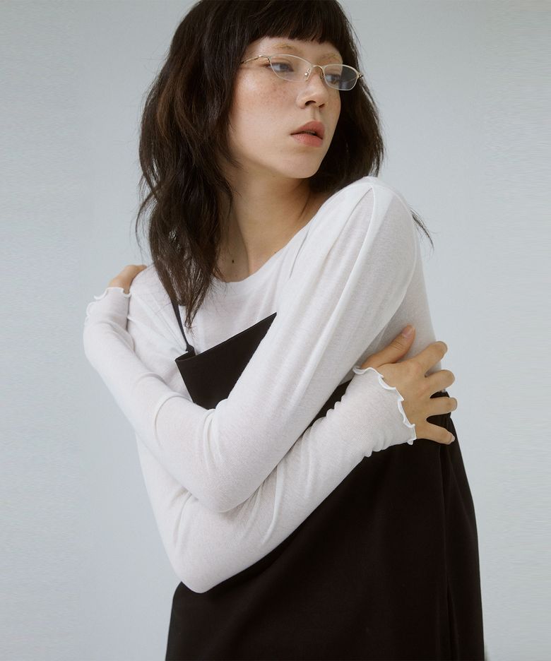 리 쁘띠 턱 울 텐셀 티셔츠 아이보리 RE PETIT TUCK WOOL TENCEL T-SHIRTS