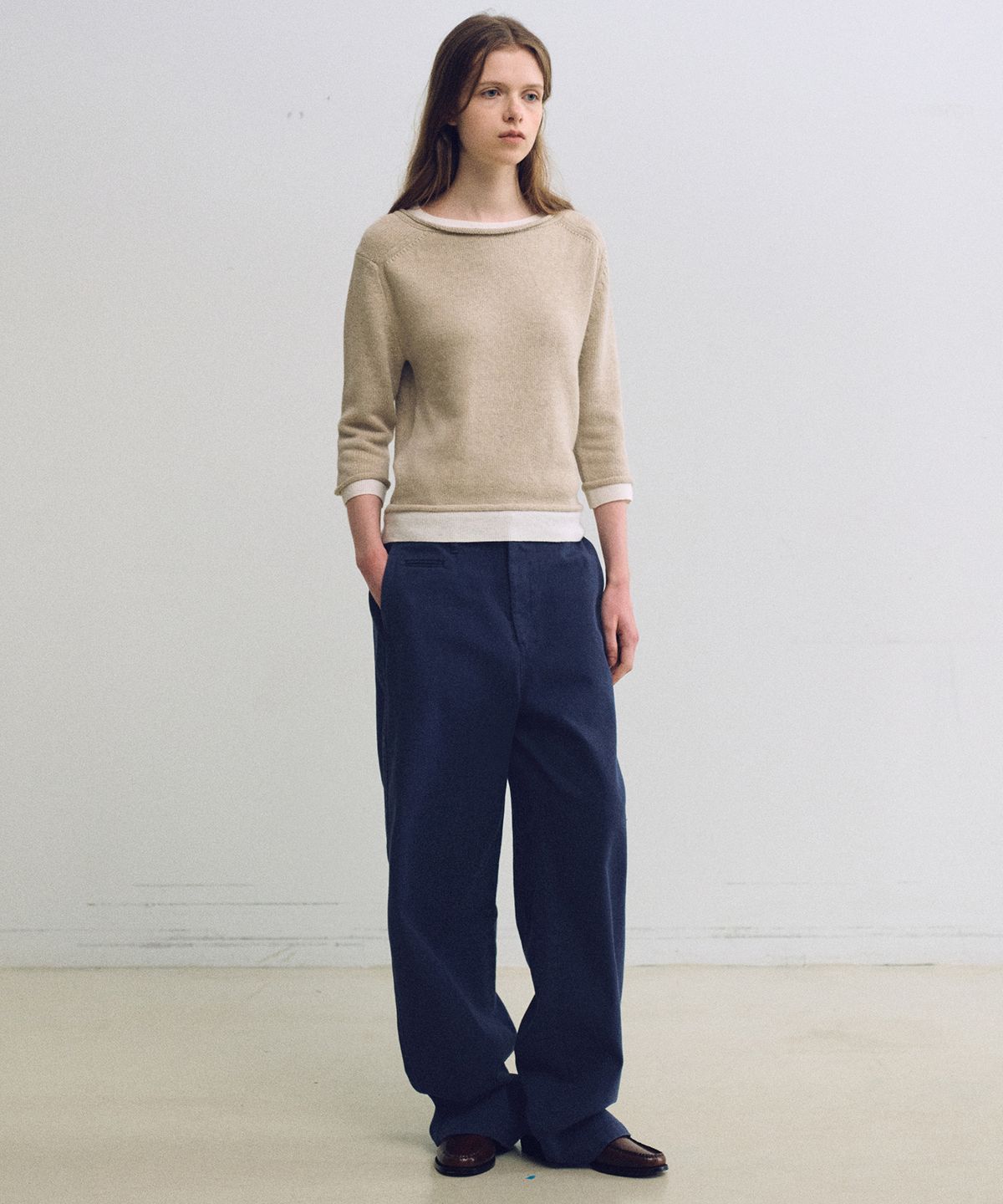 아우브아워(AUBOUR) washed buckle pants (vintage blue)