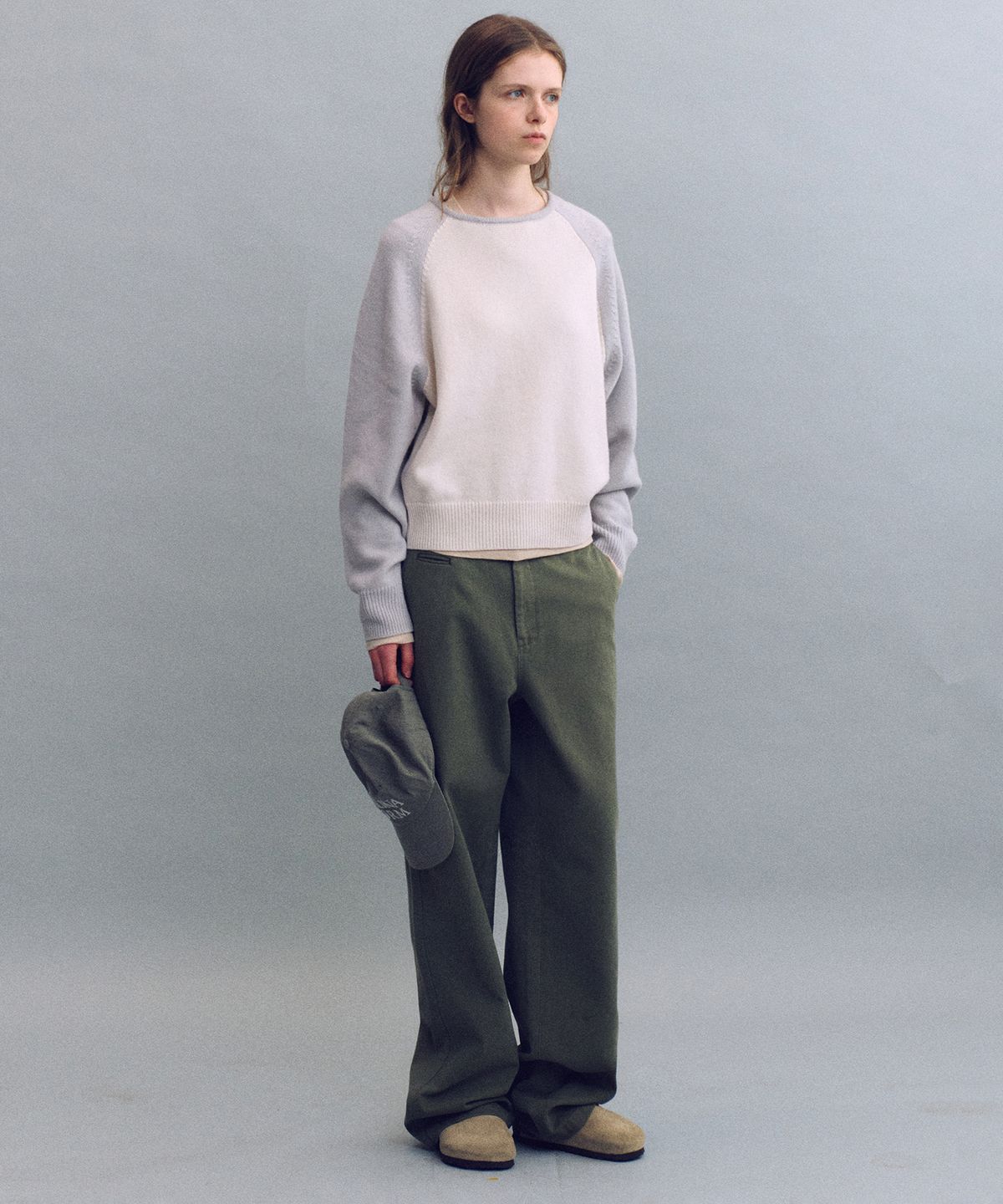 아우브아워(AUBOUR) washed buckle pants (vintage khaki)