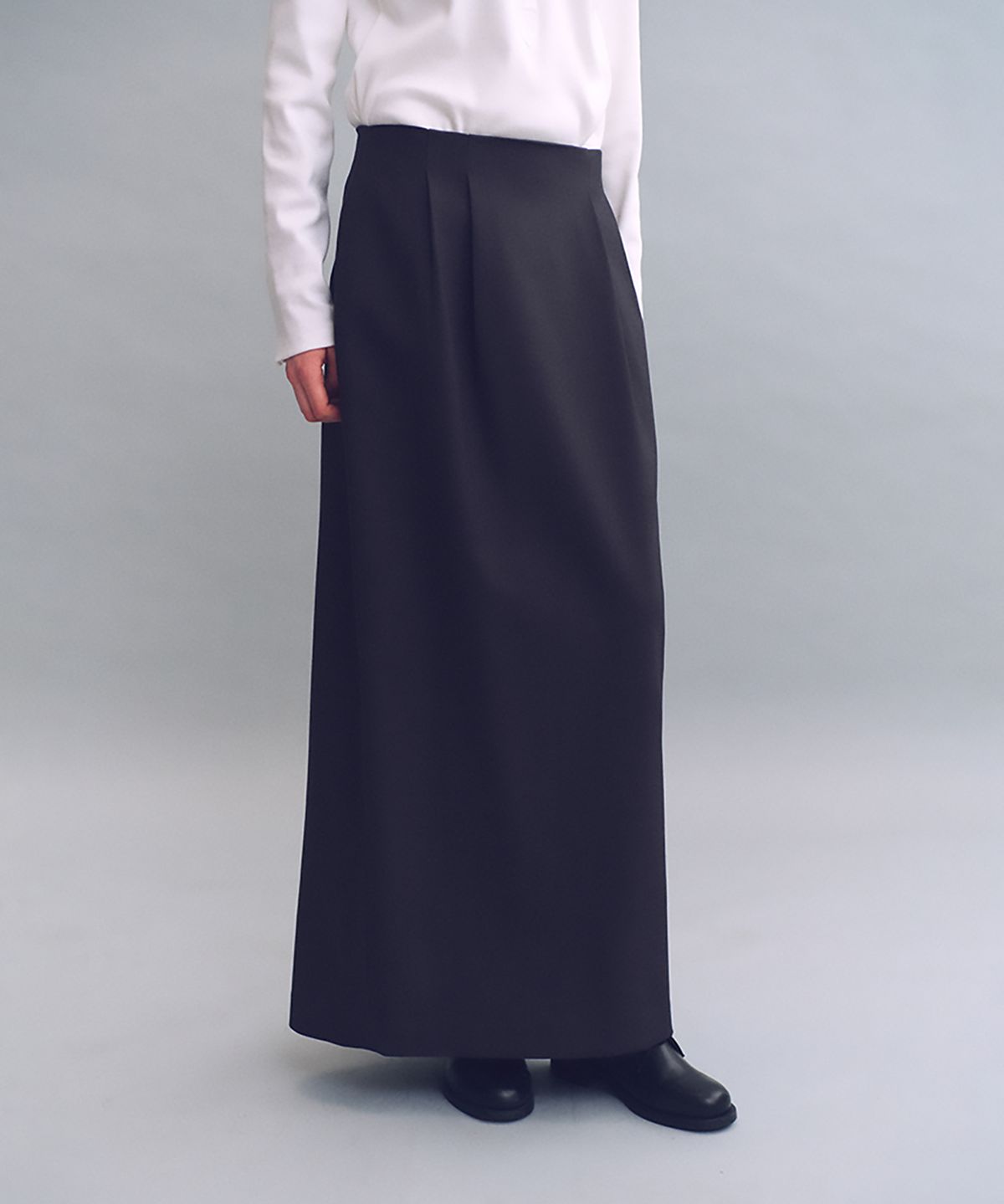 아우브아워(AUBOUR) tuck maxi wool skirt (charcoal)