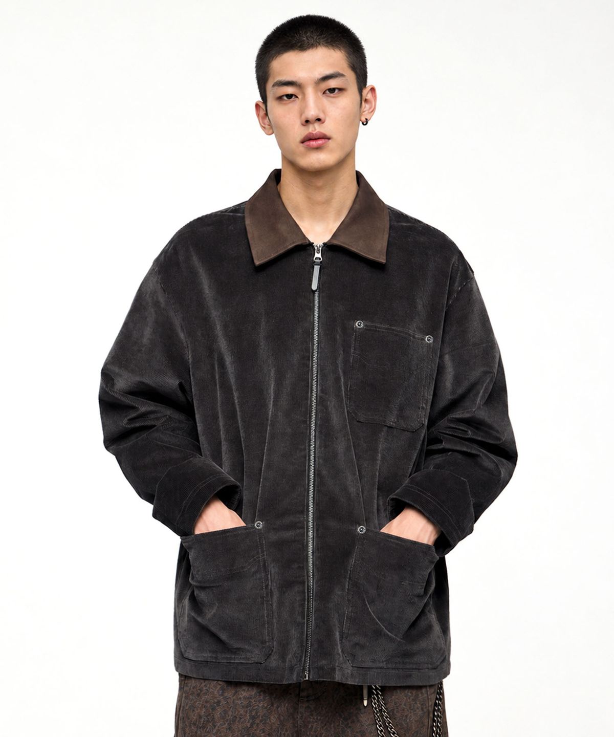 아티스트웨어(ARTISTWEAR) [2COLORS] 투톤 카라 코듀로이 워크자켓