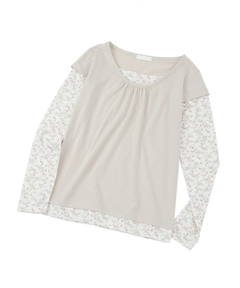 Floral Layered LS Top - Beige
