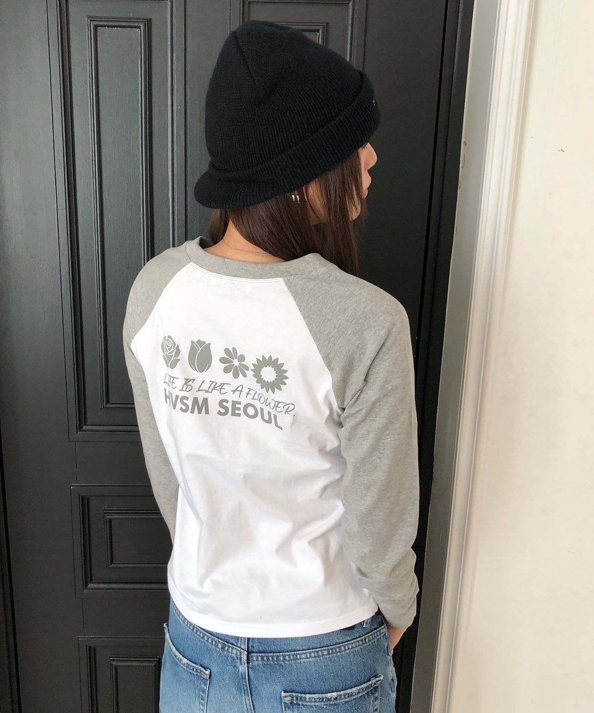 해비즘(HAVISM) W NAME CARD RAGLAN L/S TEE(WHITE)
