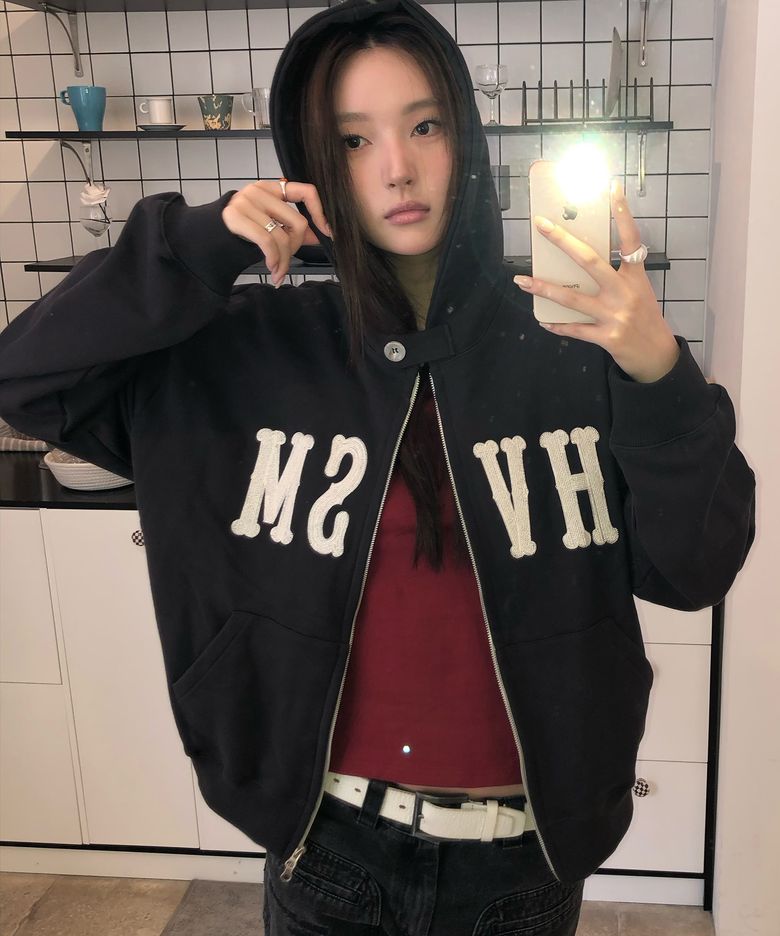 HVSM STITCH ZIP UP HOOD(CHARCOAL)