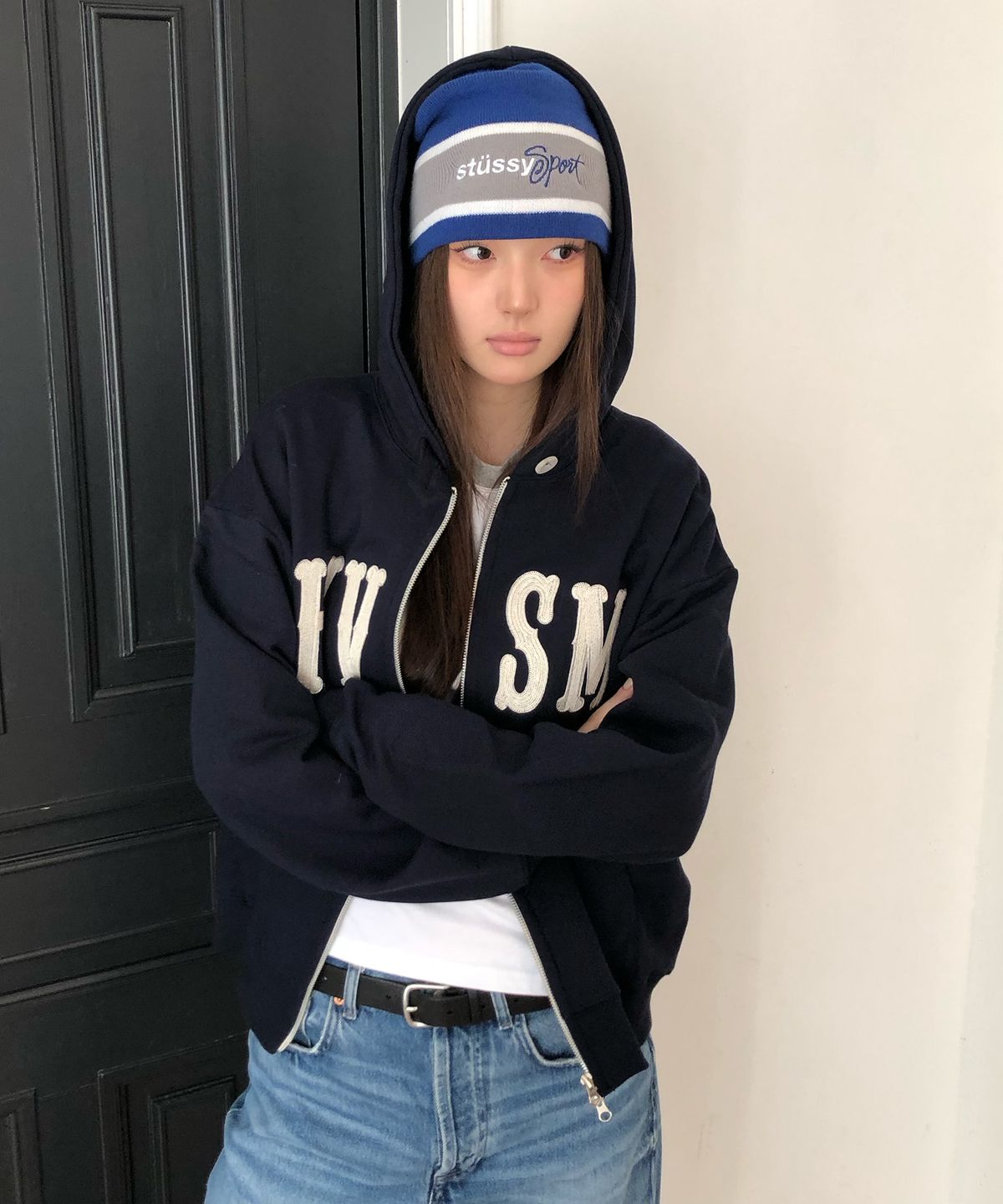 해비즘(HAVISM) HVSM STITCH ZIP UP HOOD(NAVY)