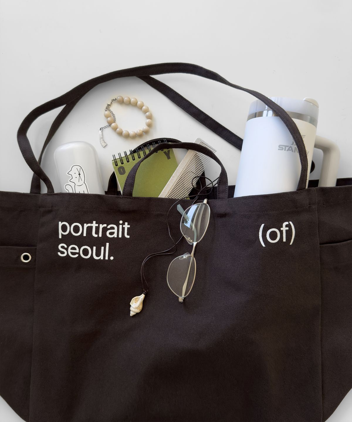 포트레이트서울(PORTRAITSEOUL) 포트레이트 캔버스 빅 쇼퍼백 - 브라운