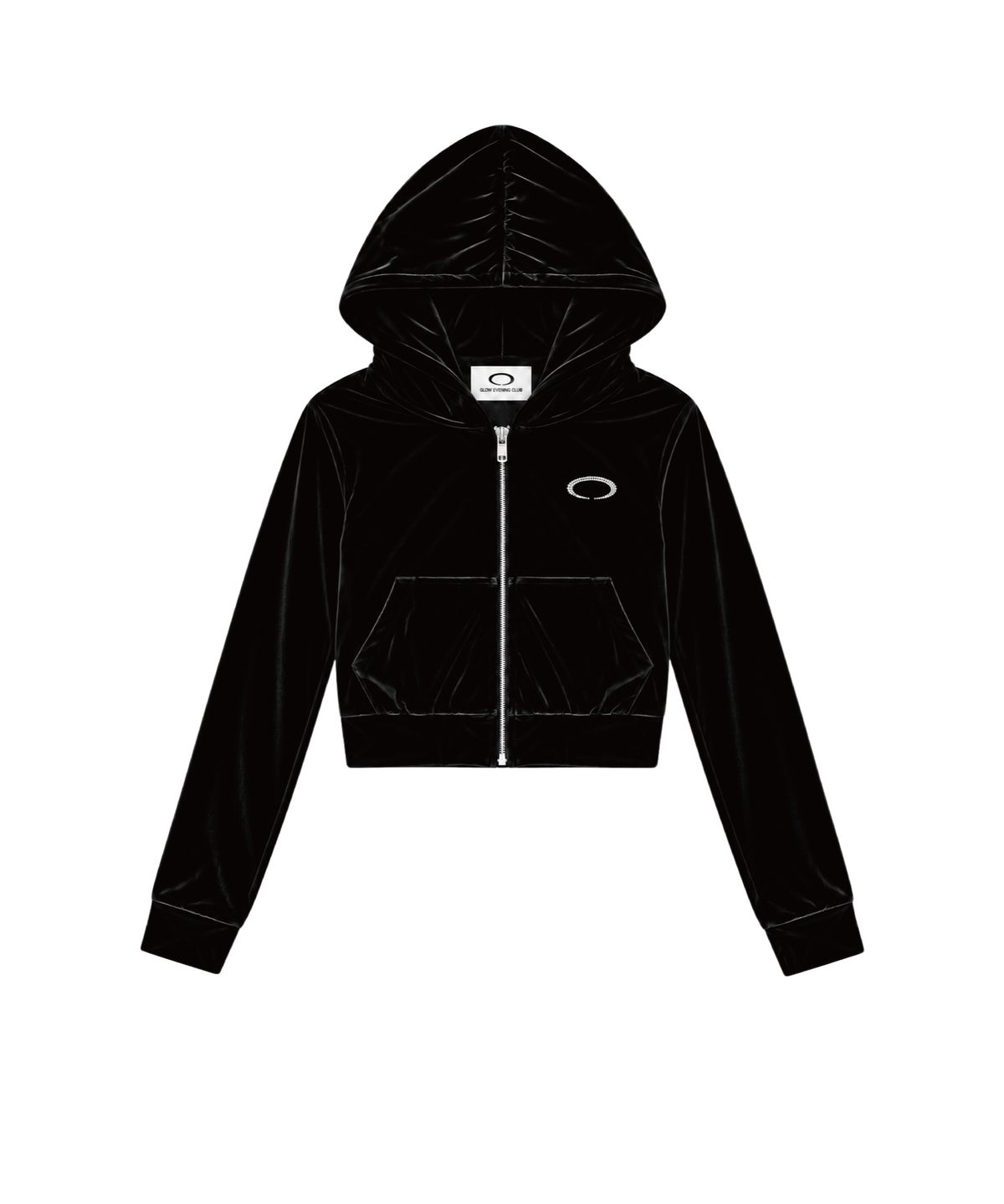 글로우이브닝클럽(GLOW EVENING CLUB) HORIZON RING VELVET ZIP-UP [BLACK]