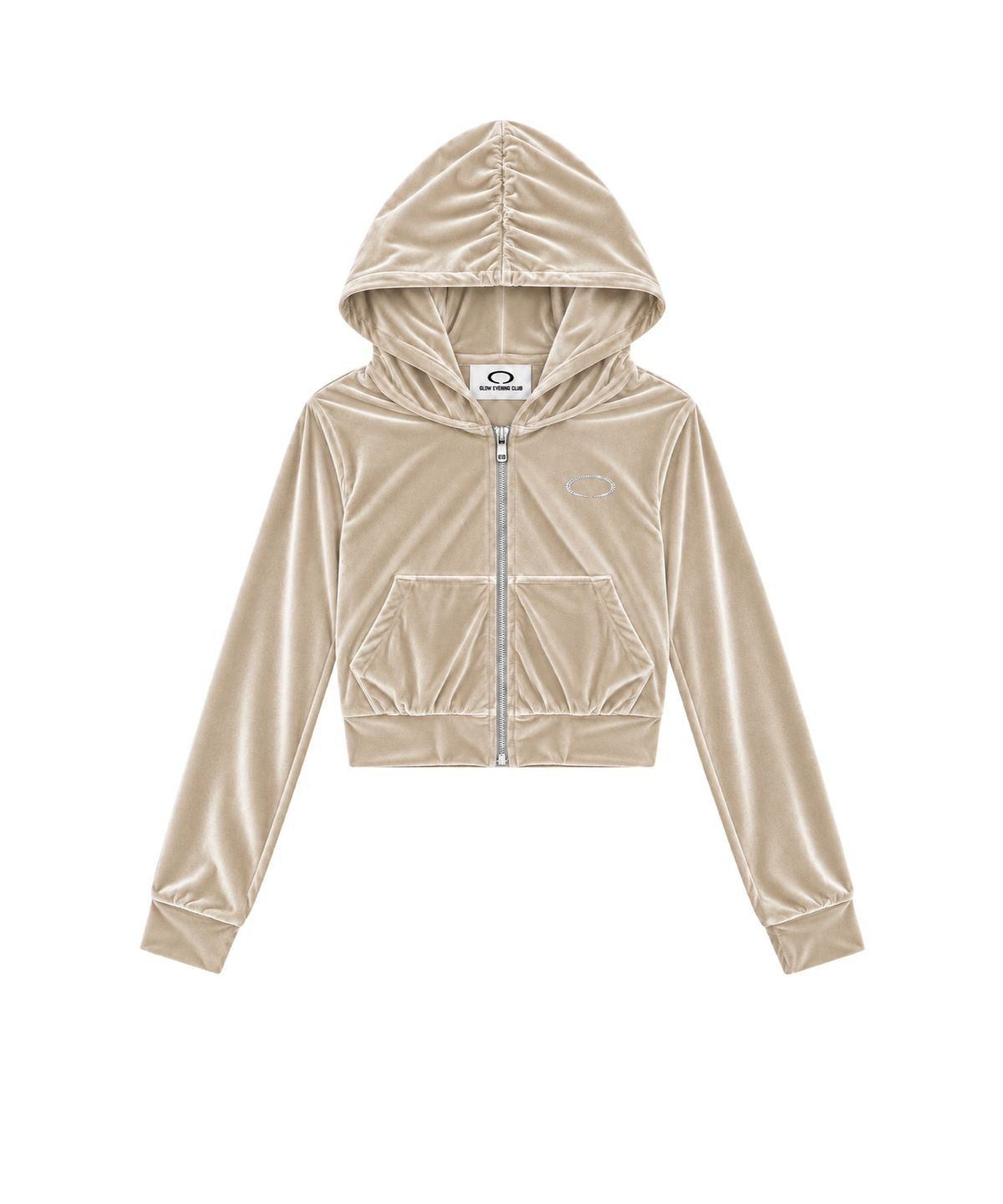 글로우이브닝클럽(GLOW EVENING CLUB) HORIZON RING VELVET ZIP-UP [BEIGE]
