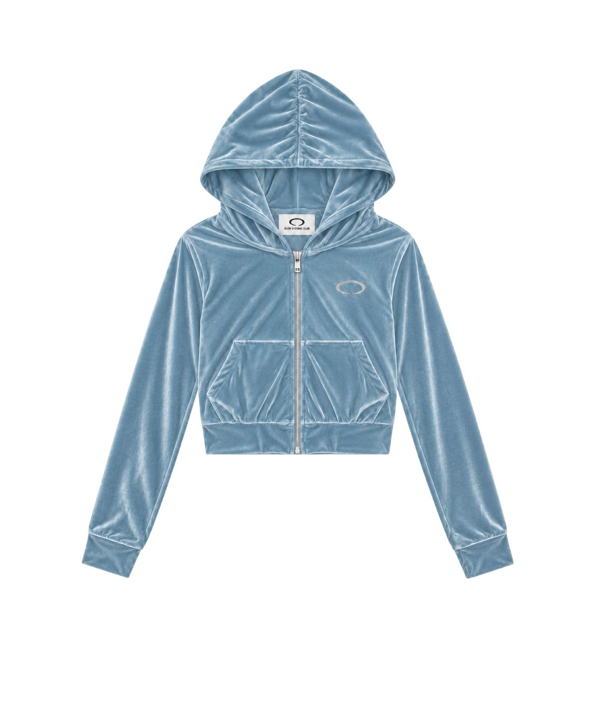 글로우이브닝클럽(GLOW EVENING CLUB) HORIZON RING VELVET ZIP-UP [SKY BLUE]