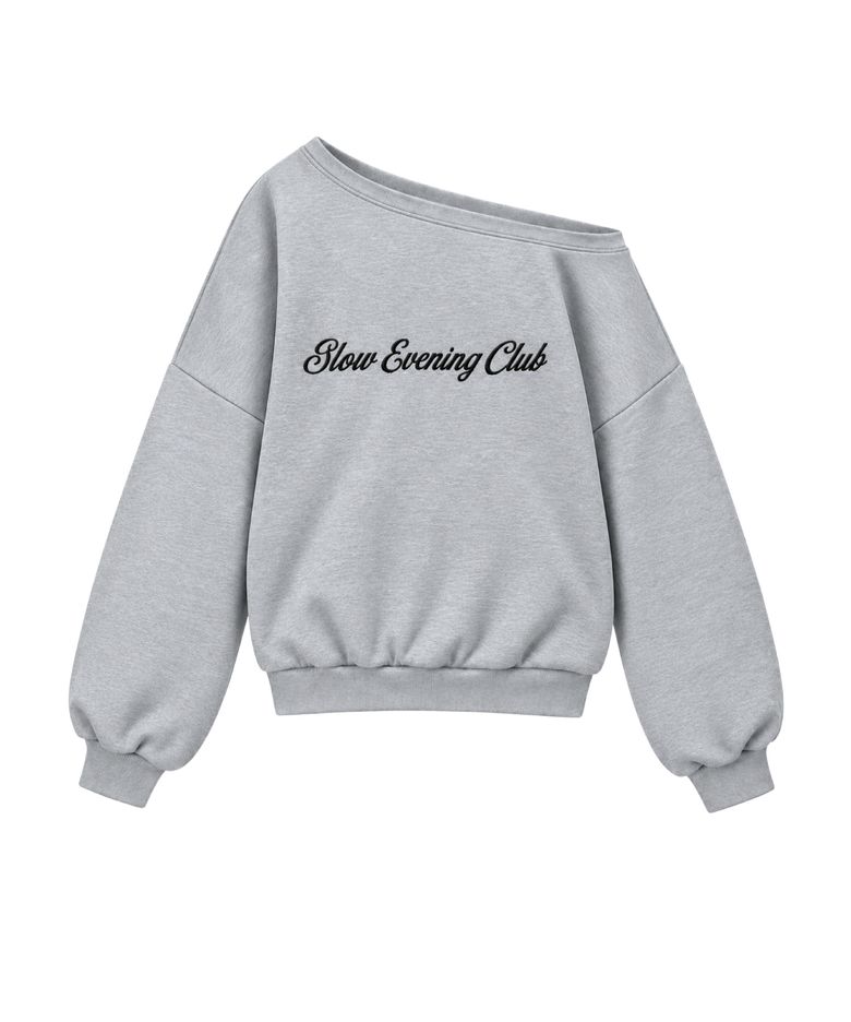 SIGNATURE LOGO ONE-SHOULDER SWEATSHIRT [GRAY]