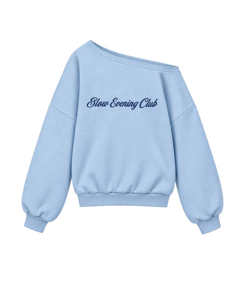 SIGNATURE LOGO ONE-SHOULDER SWEATSHIRT [SKY BLUE]