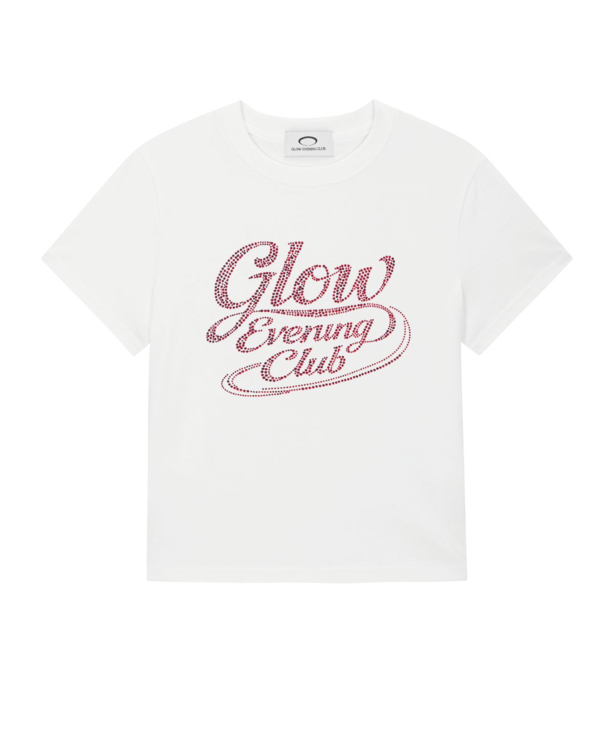 글로우이브닝클럽(GLOW EVENING CLUB) HOTFIX LOGO T-SHIRT [WHITE]