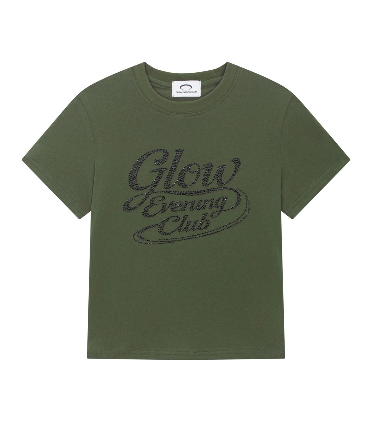 글로우이브닝클럽(GLOW EVENING CLUB) HOTFIX LOGO T-SHIRT [KHAKI]