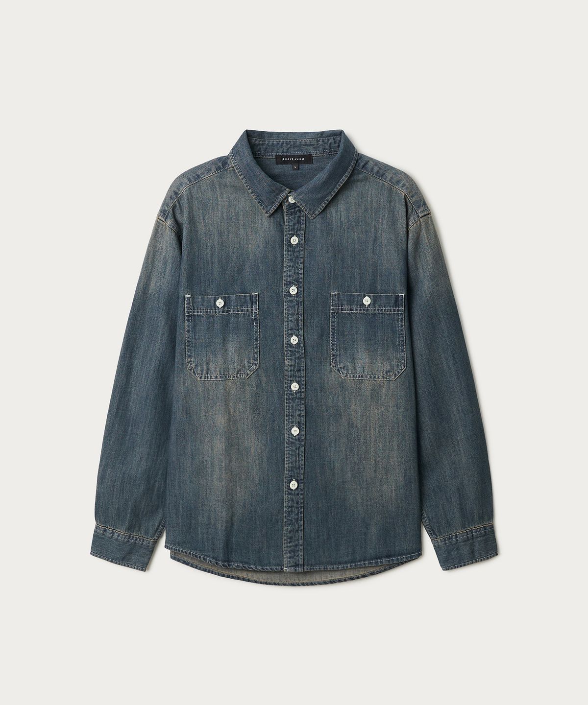 조질롱(JOJILONG) JN137 FADE DENIM UTILITY SHIRT - DEEP INDIGO
