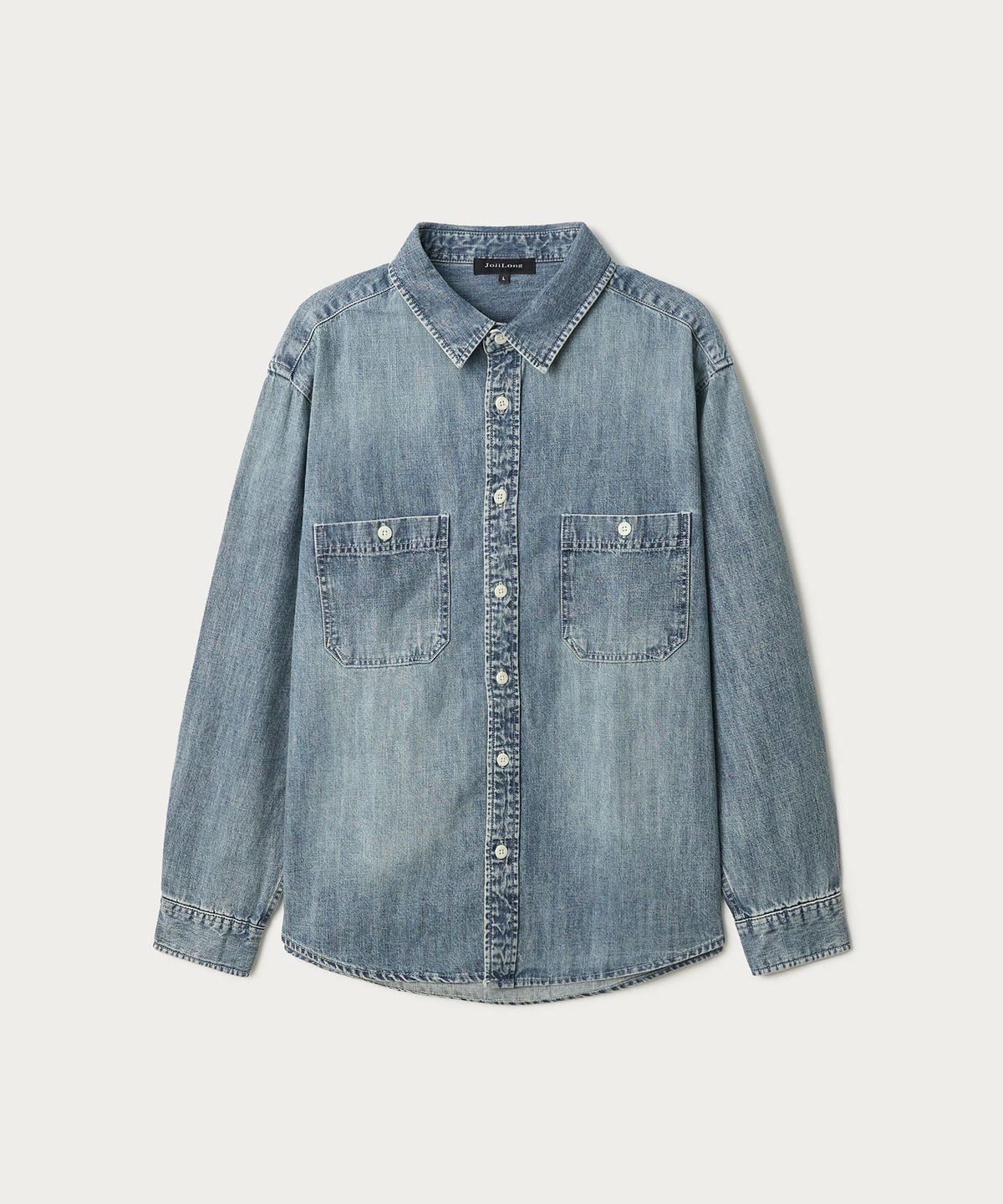 조질롱(JOJILONG) JN137 FADE DENIM UTILITY SHIRT - INDIGO BLUE