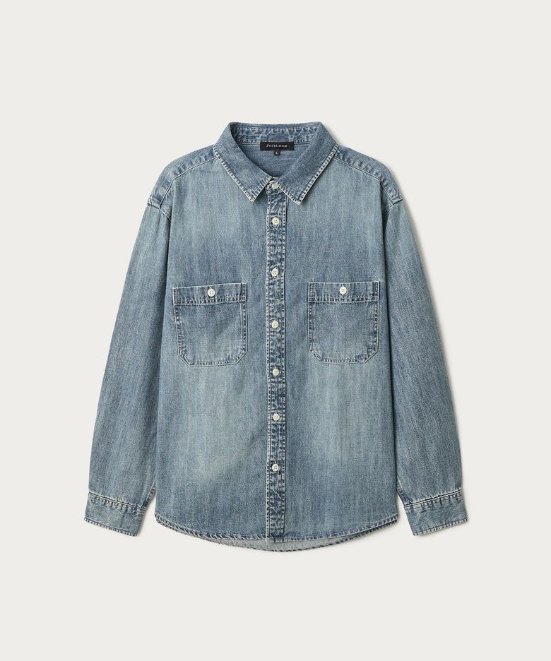JN137 FADE DENIM UTILITY SHIRT - INDIGO BLUE